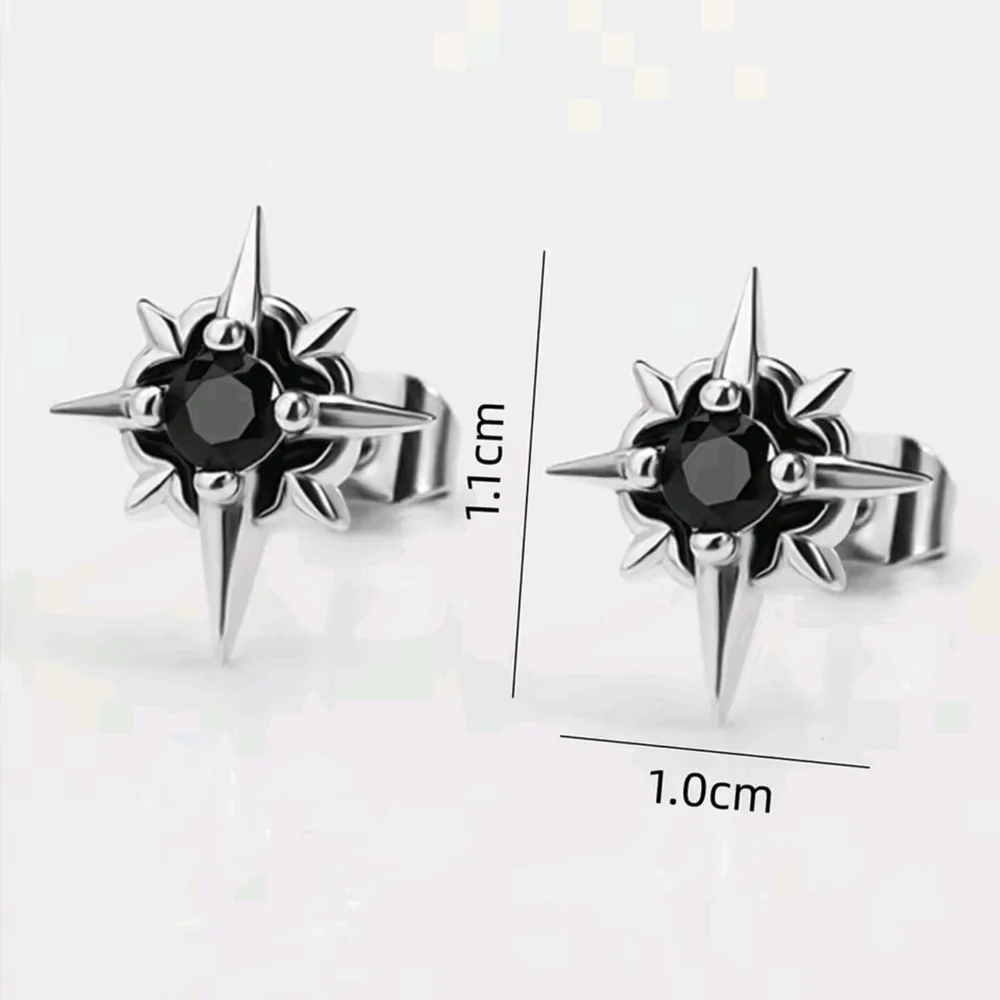 Black and Silver Starburst Earrings